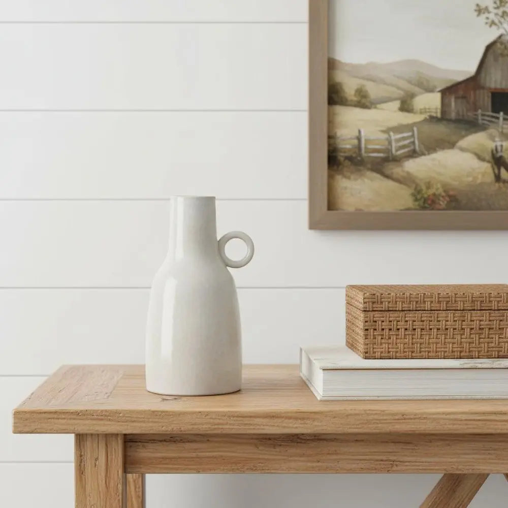 11" Gray And White Round Ceramic Table Vase HomeRoots