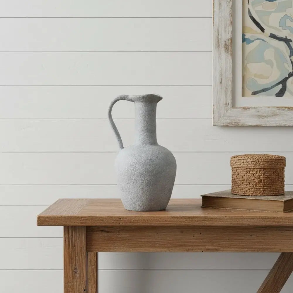 12" Gray Round Resin Jar HomeRoots