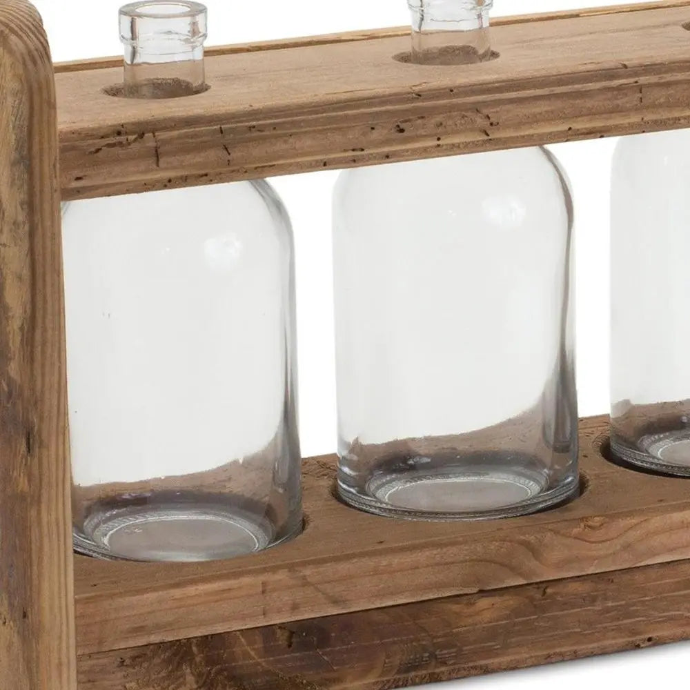 10" Brown Round Wood Table Vase HomeRoots