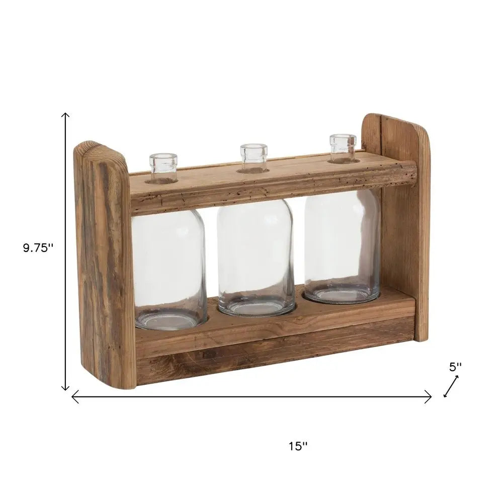 10" Brown Round Wood Table Vase HomeRoots