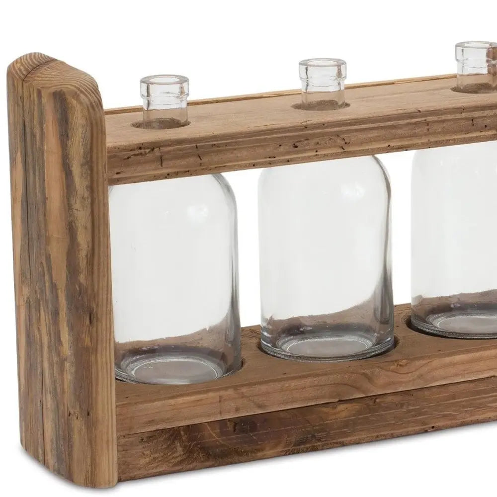 10" Brown Round Wood Table Vase HomeRoots