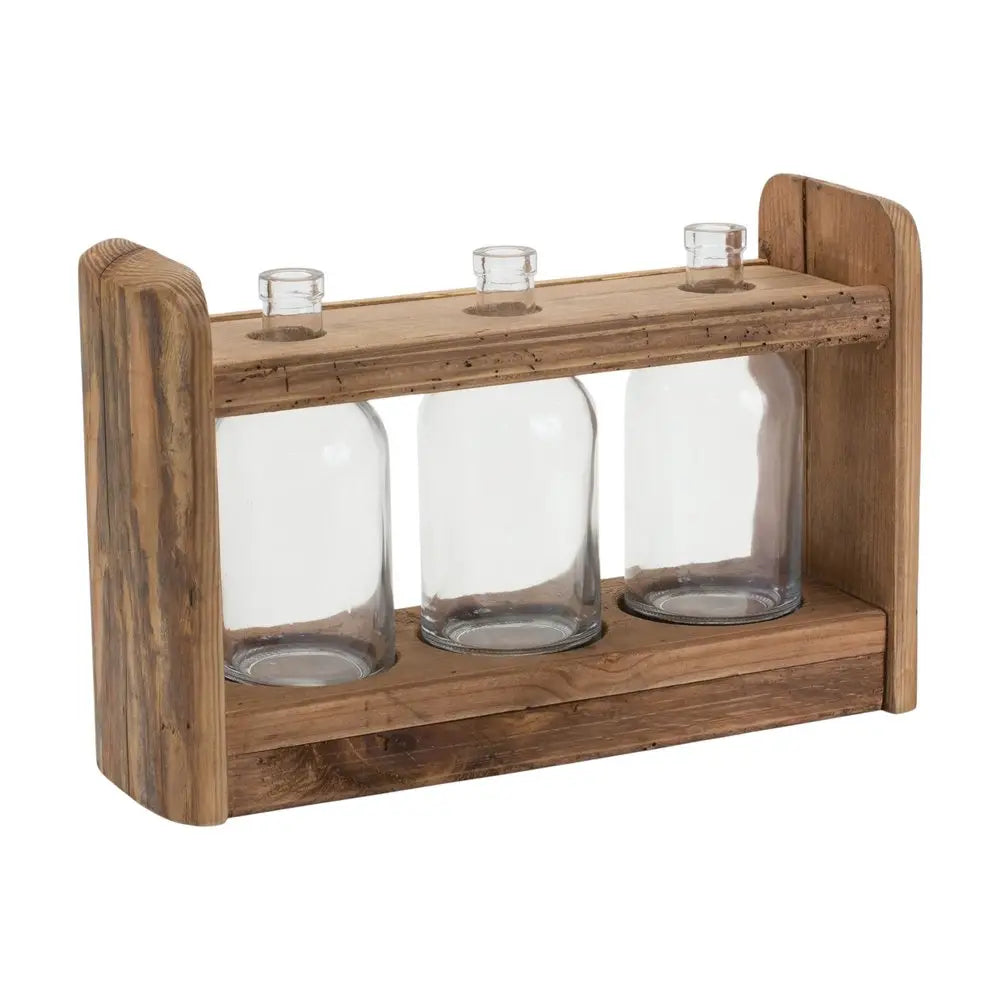 10" Brown Round Wood Table Vase HomeRoots