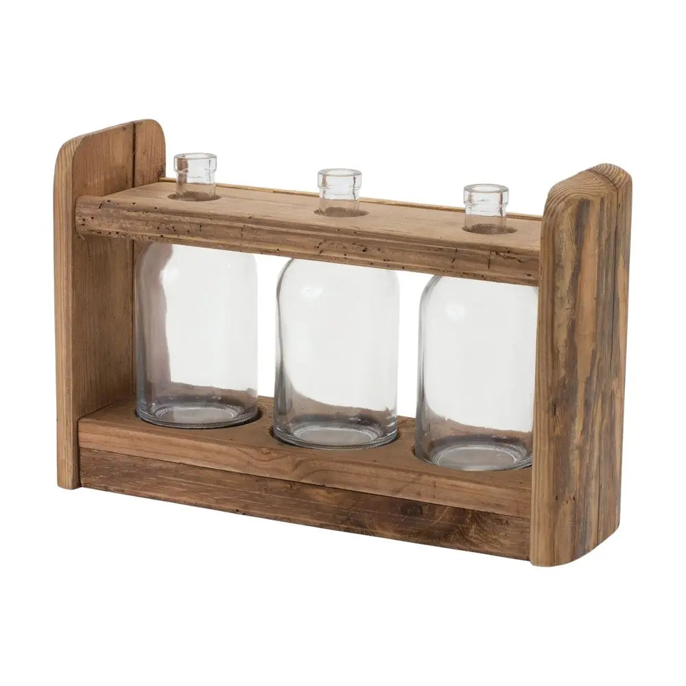 10" Brown Round Wood Table Vase HomeRoots