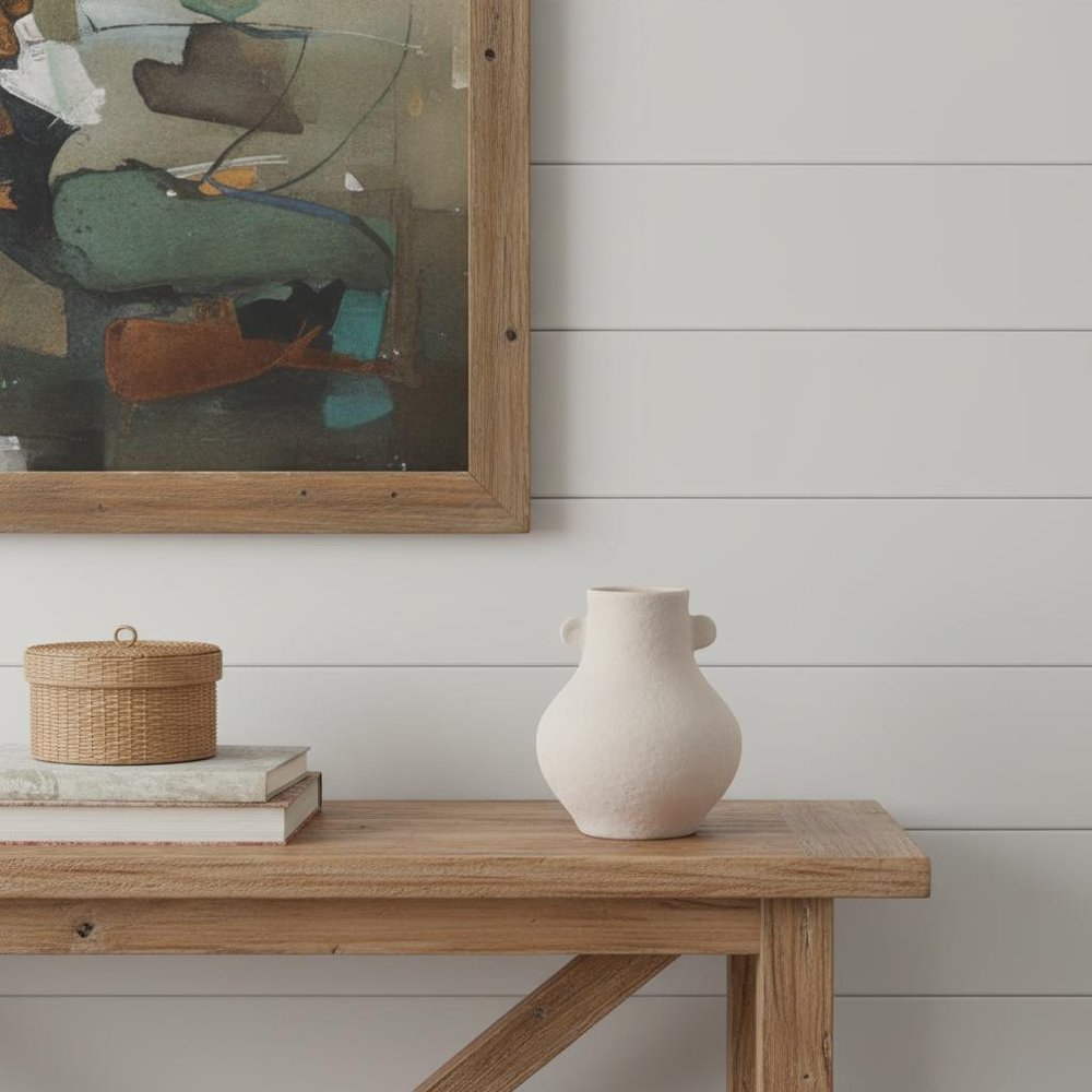 Urna redonda de resina beige de 10"