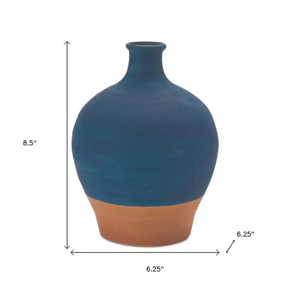 9" Blue Round Ceramic Urn HomeRoots