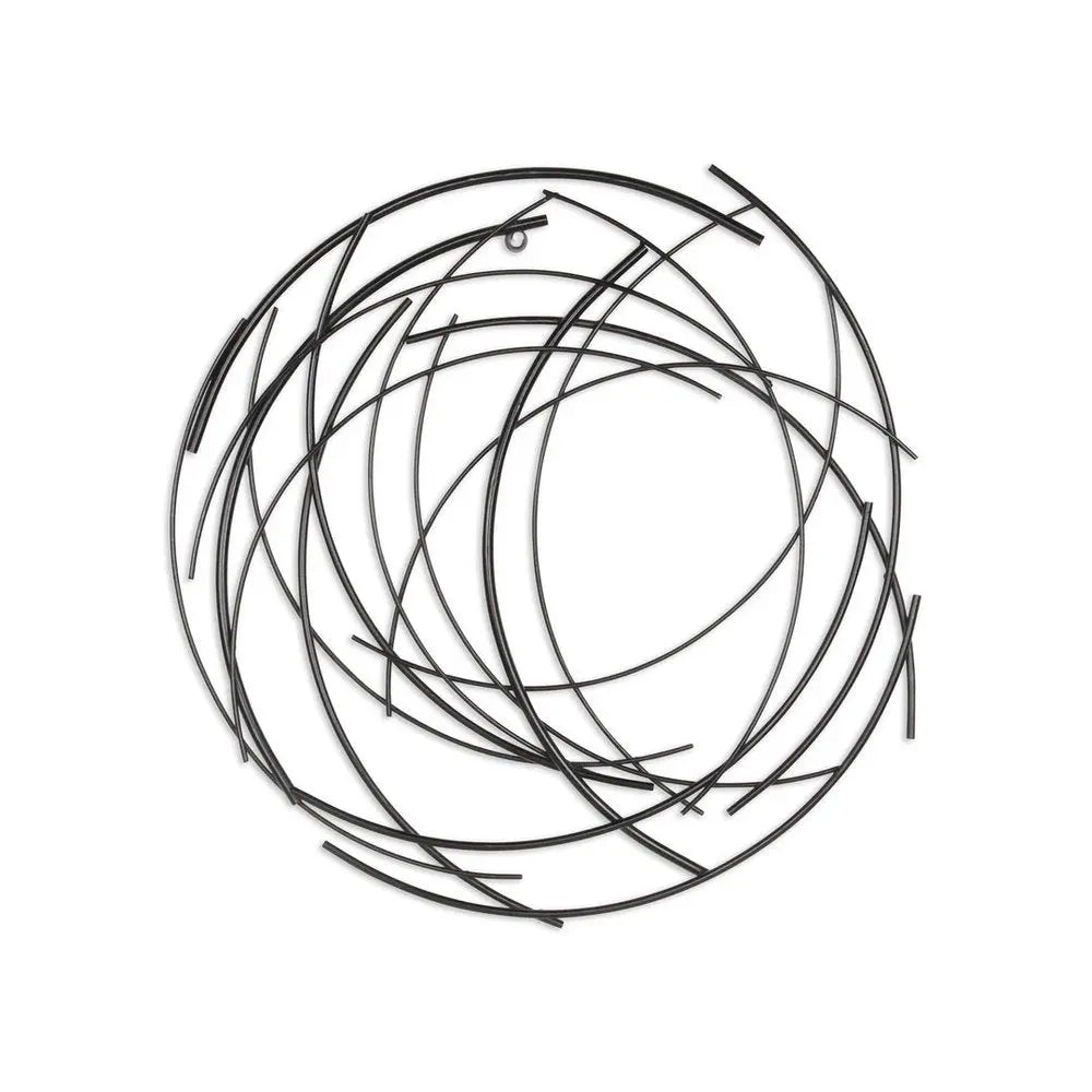 20" X 20" Black Abstract Metal Circle Hanging Dimensional Sculpture HomeRoots