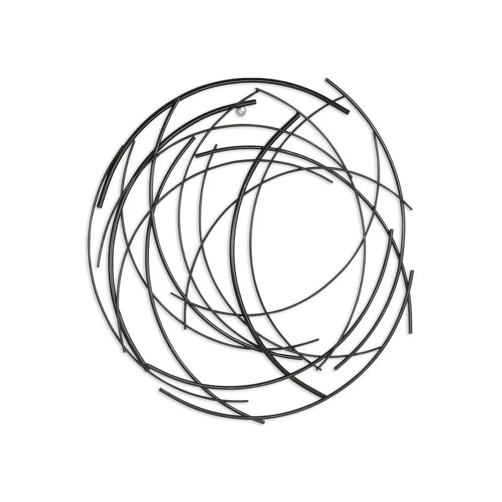 20" X 20" Black Abstract Metal Circle Hanging Dimensional Sculpture HomeRoots