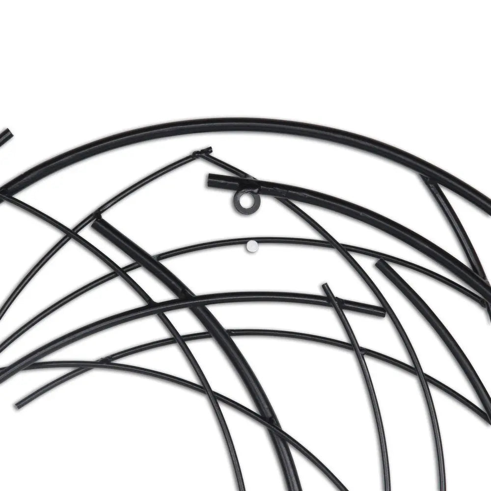 20" X 20" Black Abstract Metal Circle Hanging Dimensional Sculpture HomeRoots