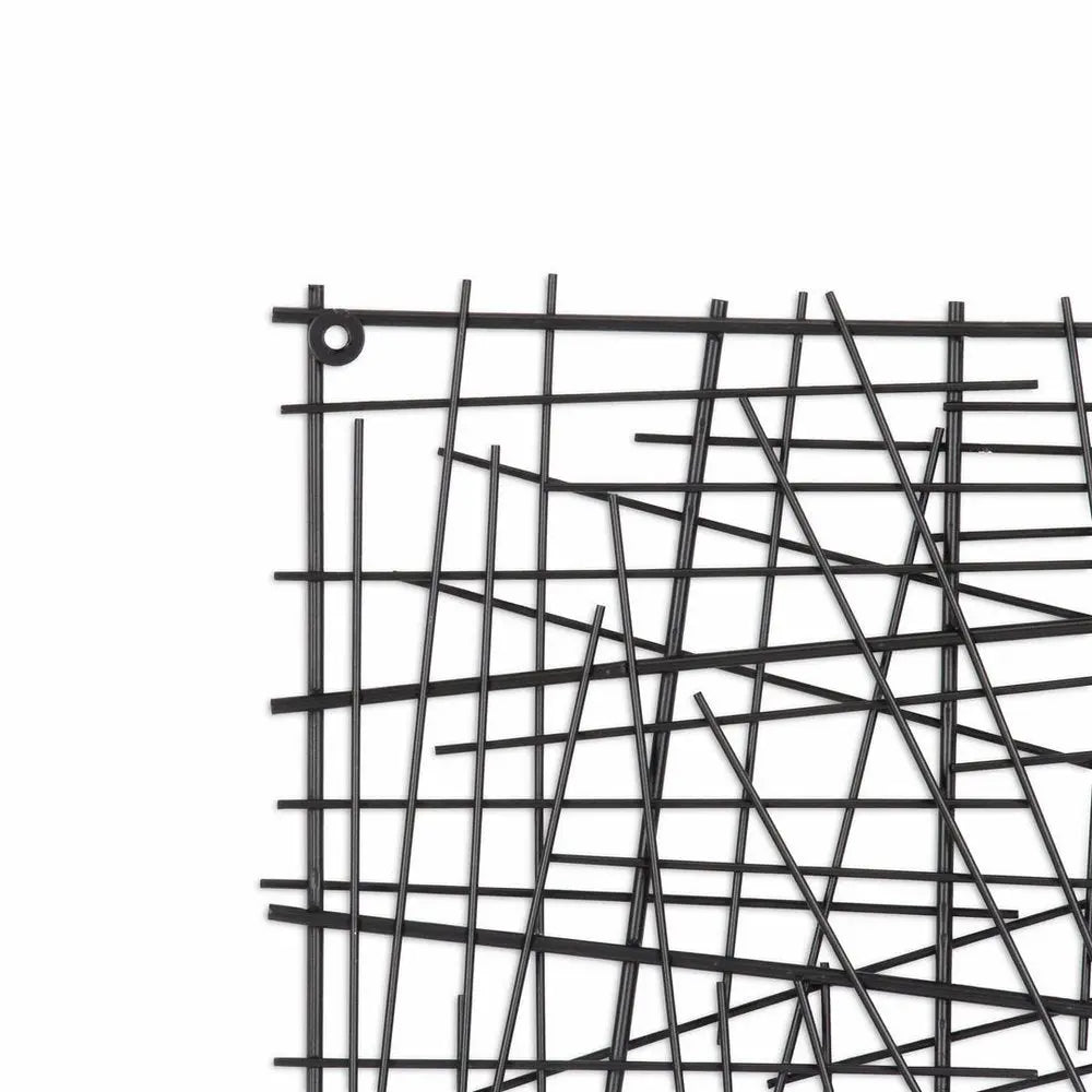 20" X 20" Black Abstract Lines Metal Square Hanging Dimensional Sculpture HomeRoots