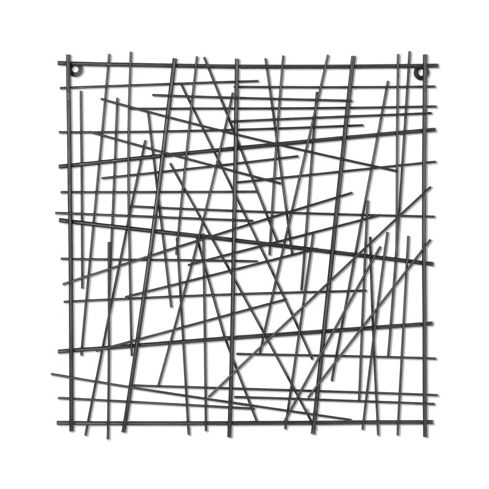 20" X 20" Black Abstract Lines Metal Square Hanging Dimensional Sculpture HomeRoots