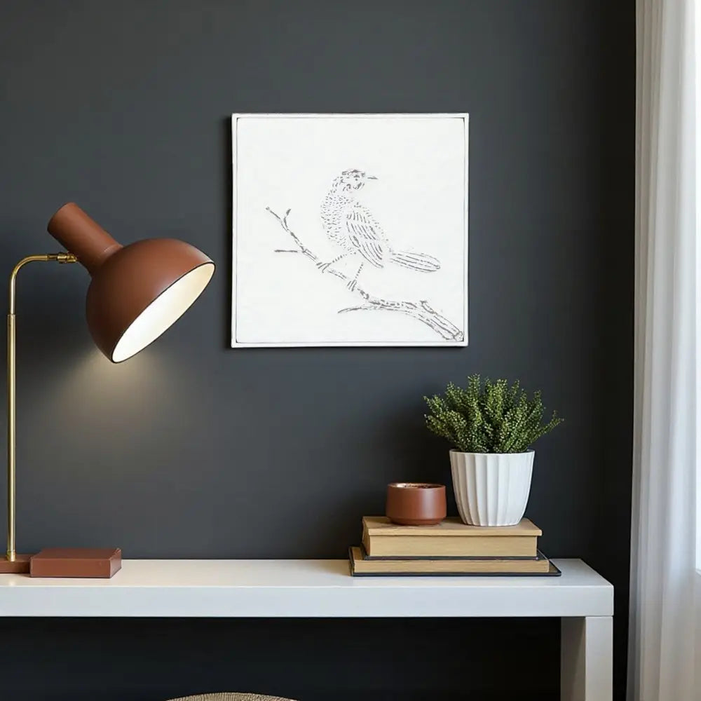 10" X 10" White Bird Metal Square Hanging Wall Decor HomeRoots