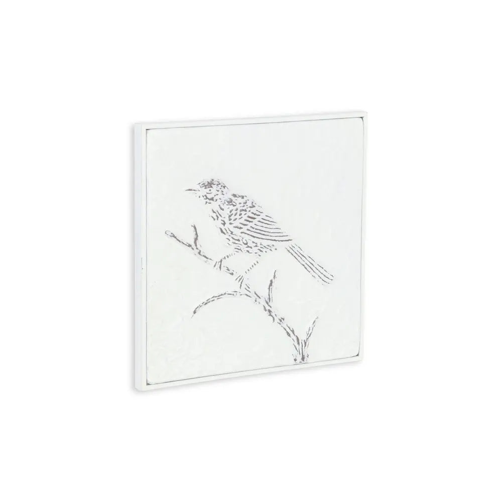 10" X 10" White Bird Metal Square Hanging Wall Decor HomeRoots