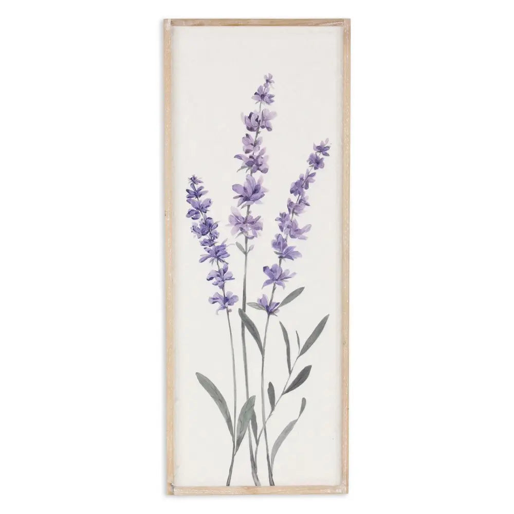 32" X 12" Natural White And Lavender Floral Wood Framed Art HomeRoots