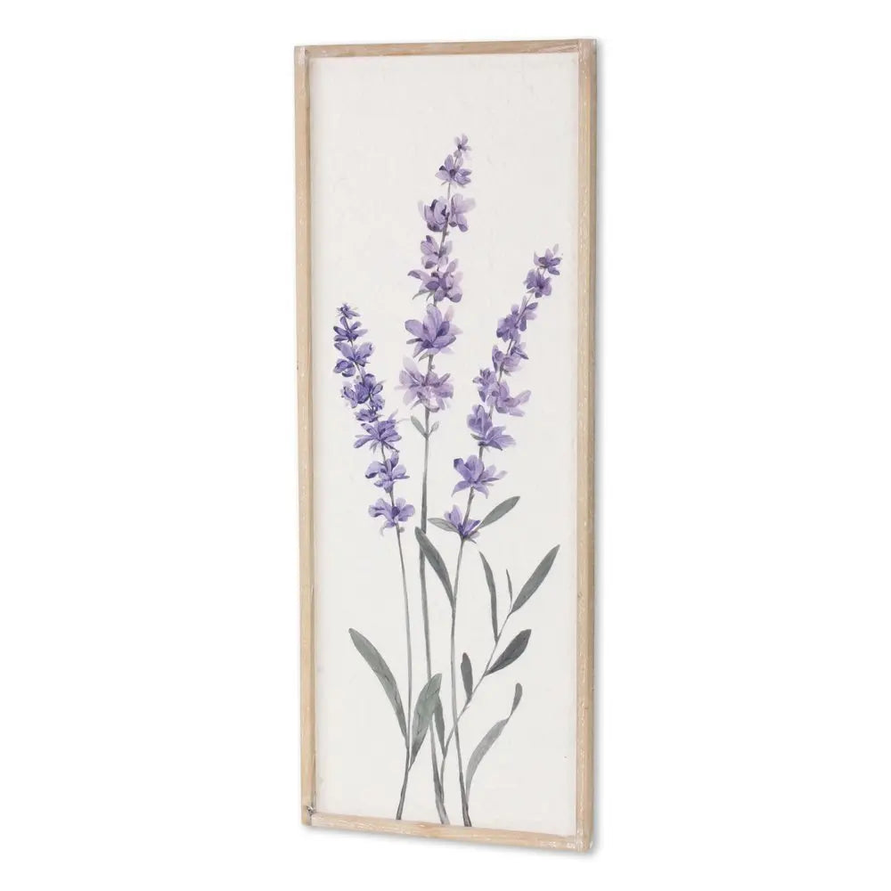 32" X 12" Natural White And Lavender Floral Wood Framed Art HomeRoots