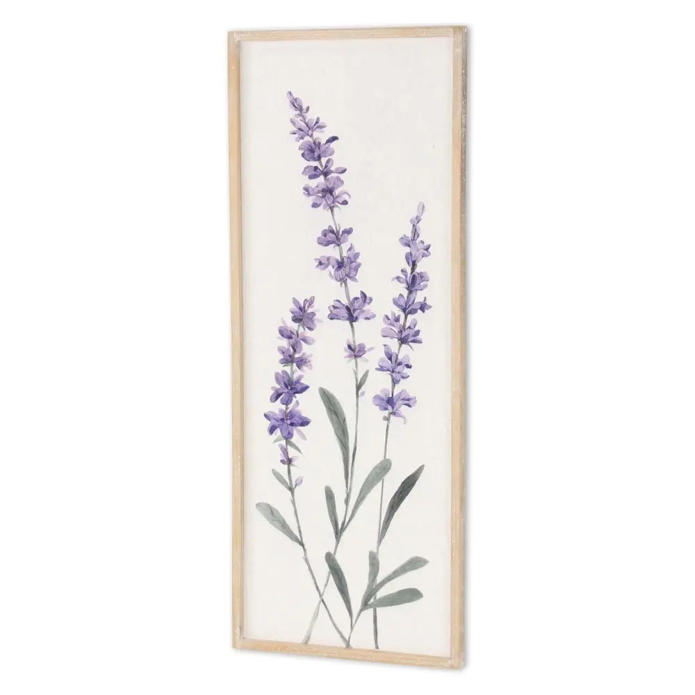 32" X 12" Natural White And Lavender Floral Wood Framed Art HomeRoots