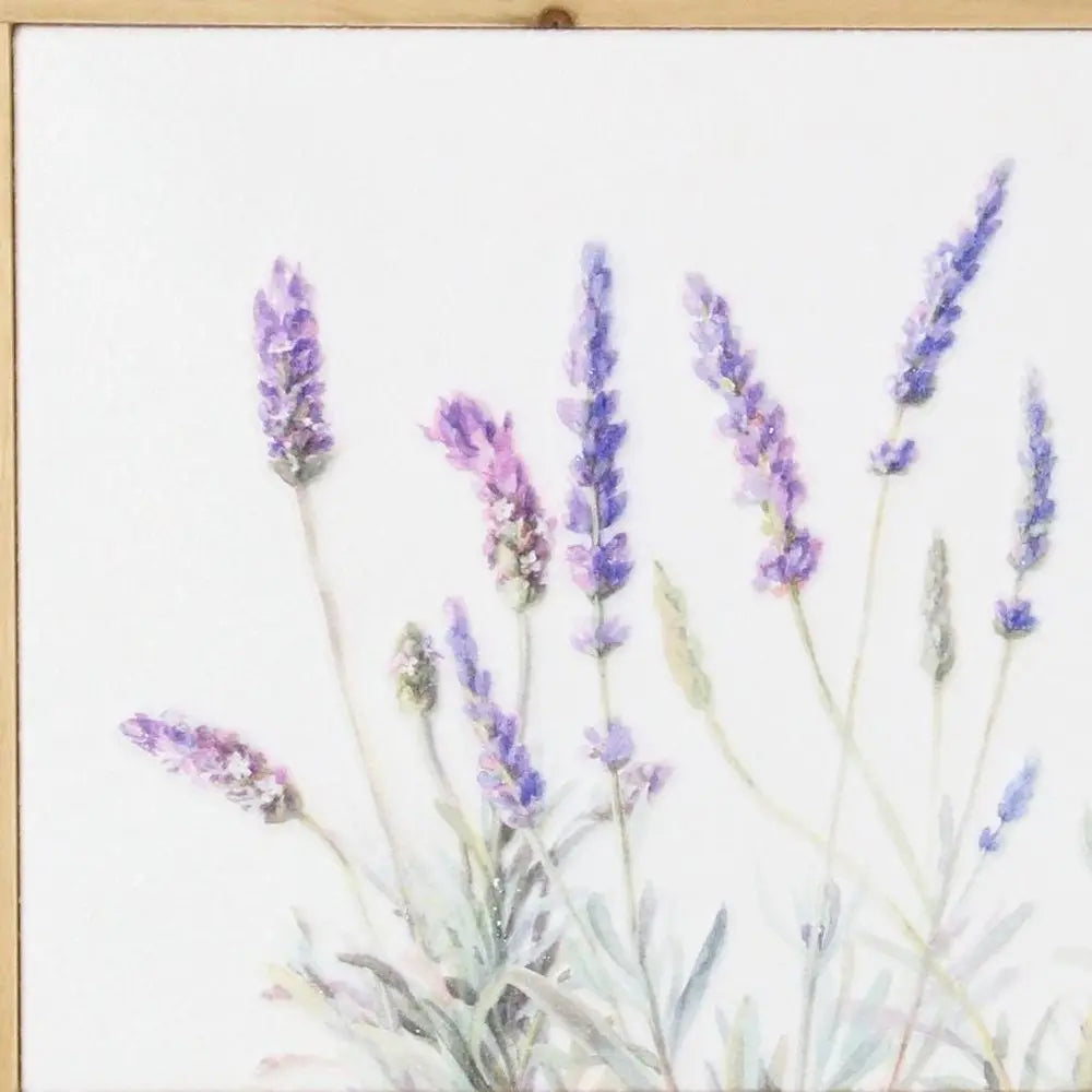 16" X 26" Natural White And Lavender Floral Wood Framed Art HomeRoots