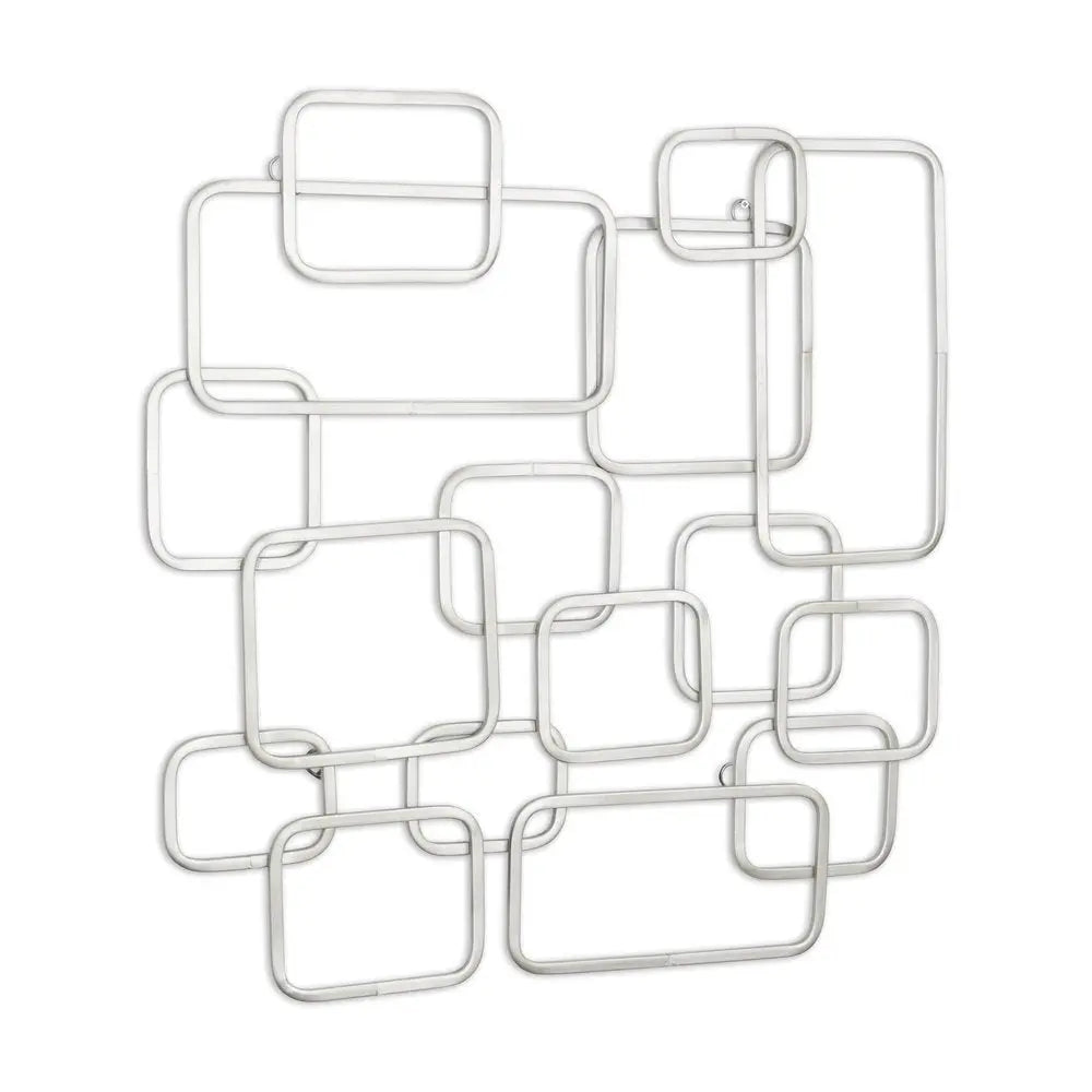 27" X 26" Silver Geometric Metal Abstract Hanging Dimensional Sculpture HomeRoots