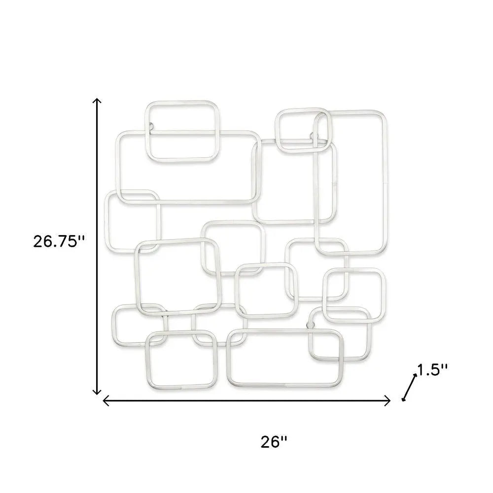 27" X 26" Silver Geometric Metal Abstract Hanging Dimensional Sculpture HomeRoots