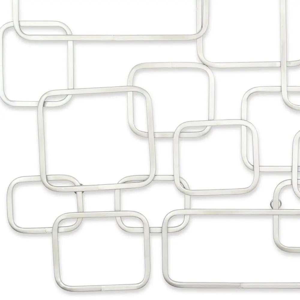 27" X 26" Silver Geometric Metal Abstract Hanging Dimensional Sculpture HomeRoots