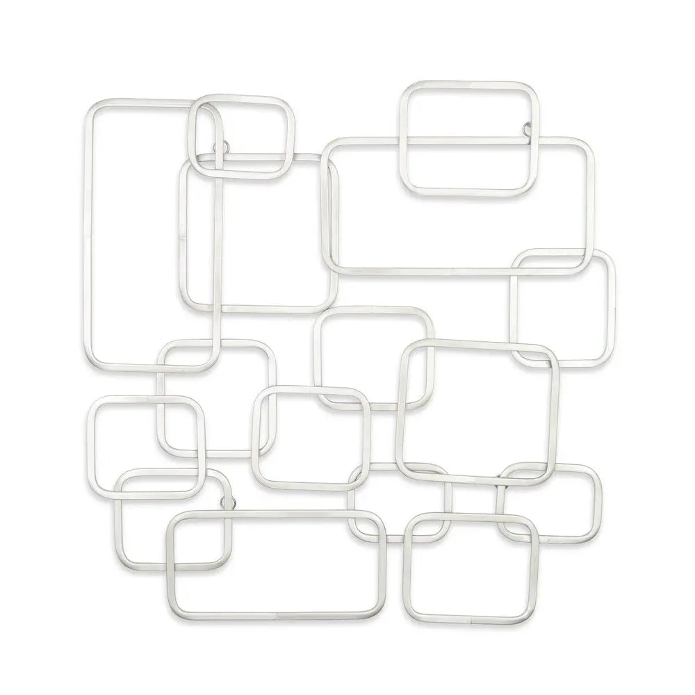 27" X 26" Silver Geometric Metal Abstract Hanging Dimensional Sculpture HomeRoots