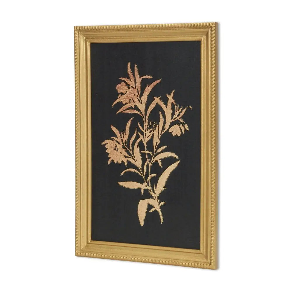 21" X 14" Gold And Black Flower Bouquet Wood Framed Art HomeRoots