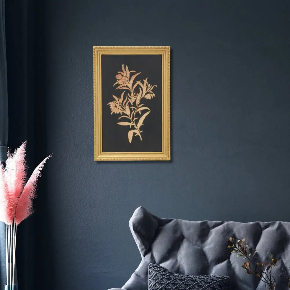 21" X 14" Gold And Black Flower Bouquet Wood Framed Art HomeRoots