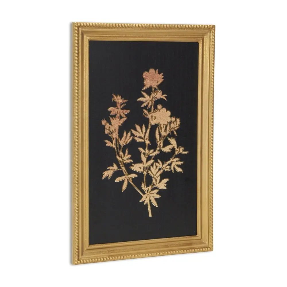 21" X 14" Gold And Black Flower Bouquet Wood Framed Art HomeRoots