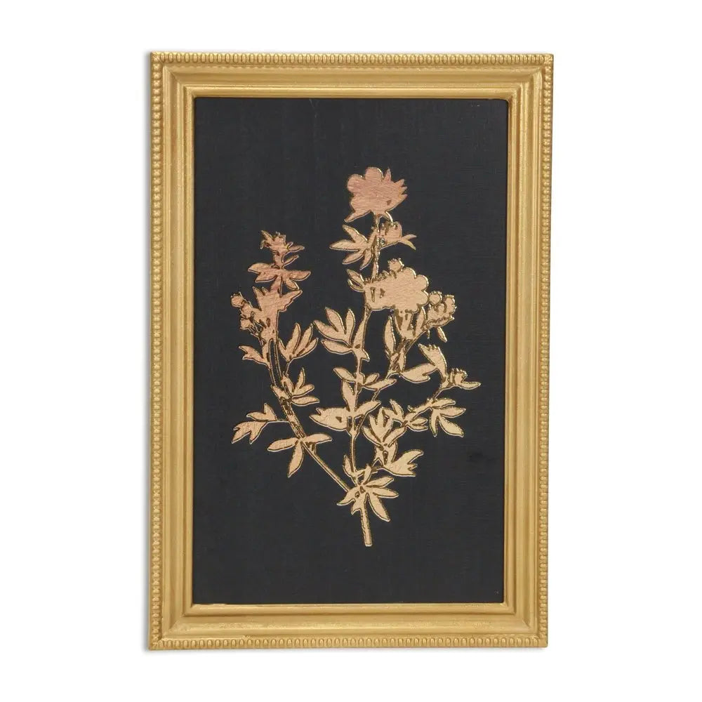 21" X 14" Gold And Black Flower Bouquet Wood Framed Art HomeRoots
