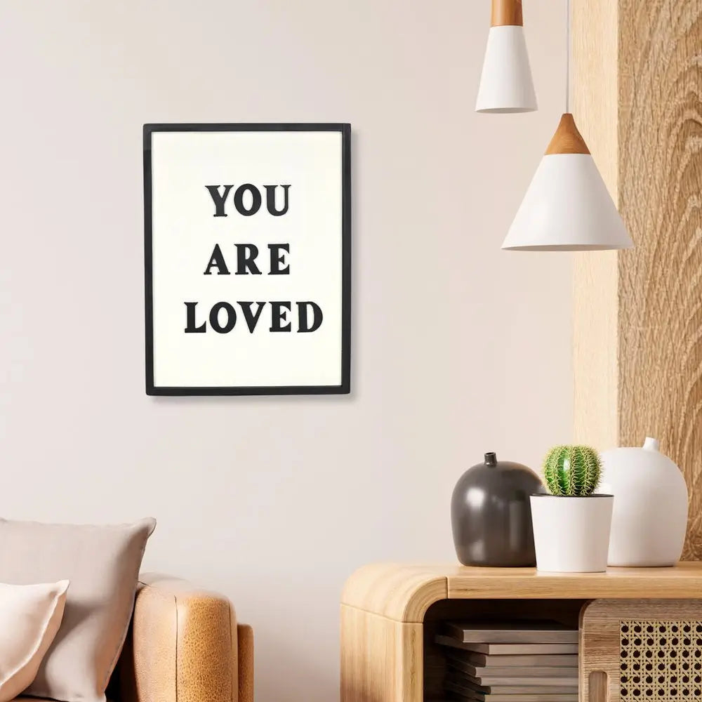 16" X 12" Black And White You Are Loved Framed Wall Decor HomeRoots