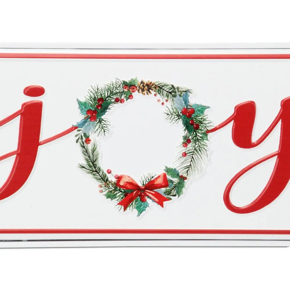 7" X 19" White and Red Christmas Joy Metal Wall Decor HomeRoots