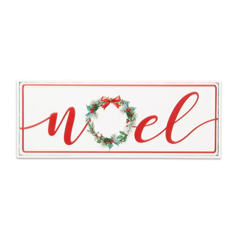 7" X 19" White and Red Christmas Noel Metal Wall Decor HomeRoots