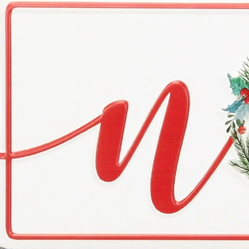7" X 19" White and Red Christmas Noel Metal Wall Decor HomeRoots
