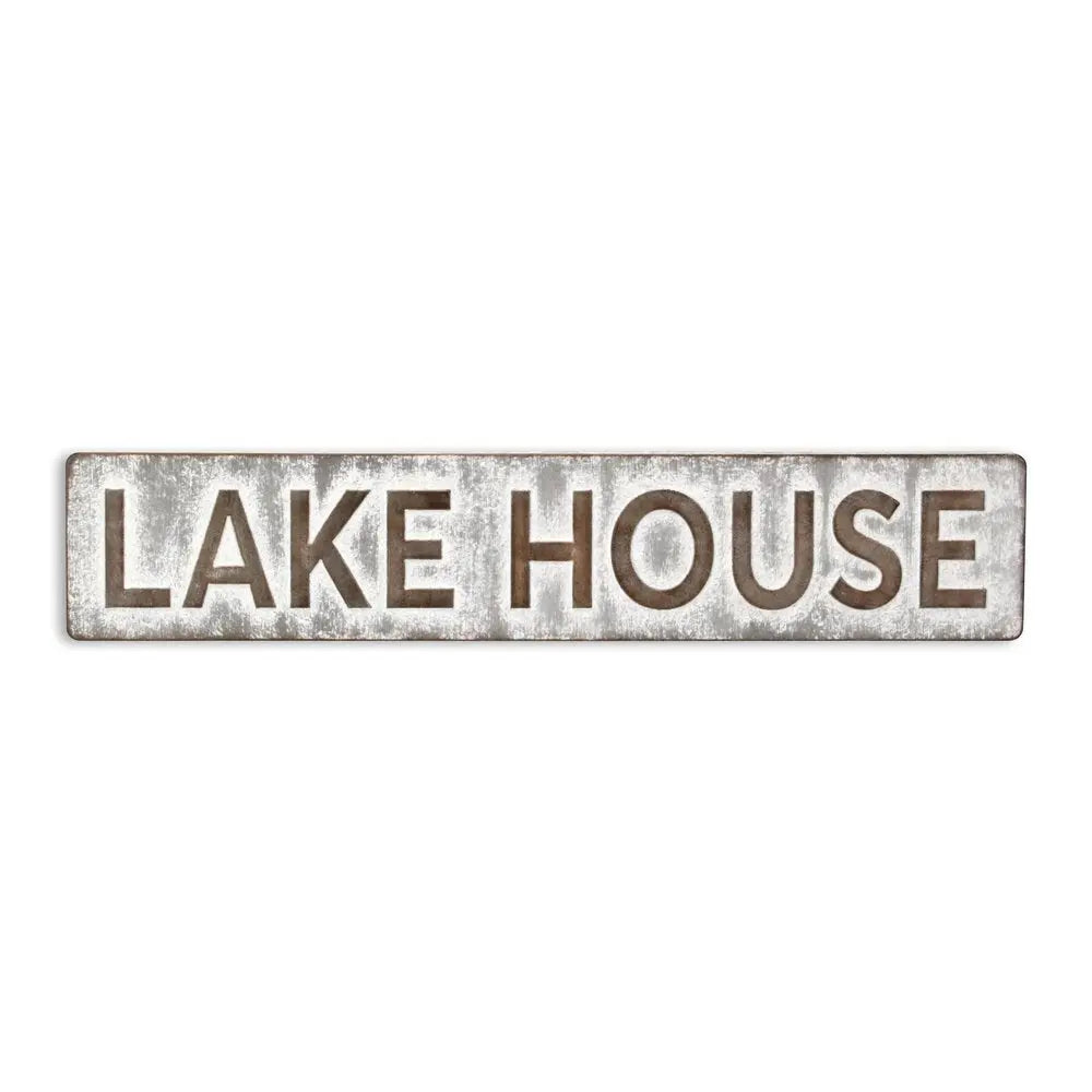 7" X 36" Gray Lake House Galvanized Metal Wall Decor HomeRoots