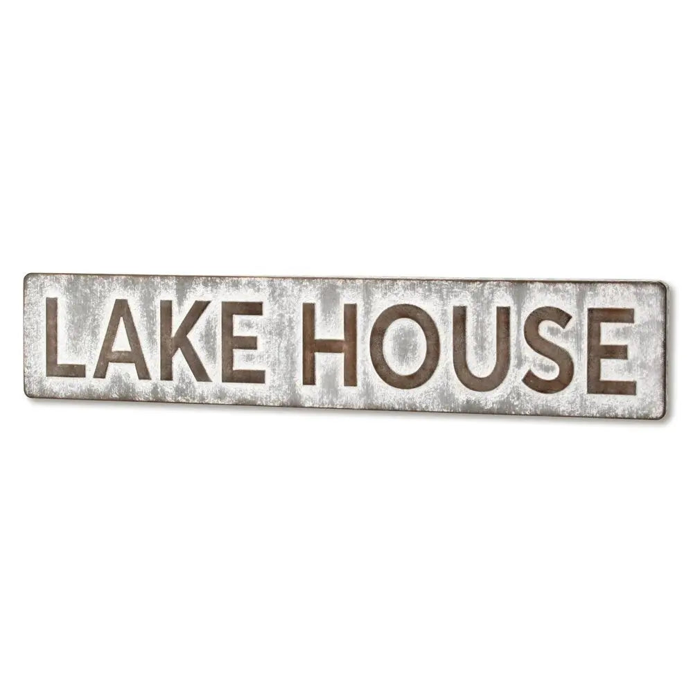 7" X 36" Gray Lake House Galvanized Metal Wall Decor HomeRoots