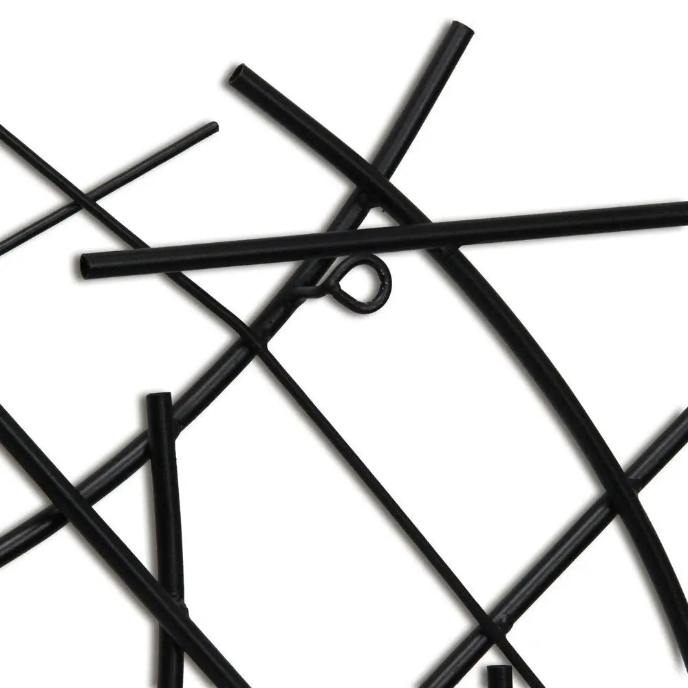 24" X 44" Black Abstract Lines Metal Hanging Dimensional Sculpture HomeRoots