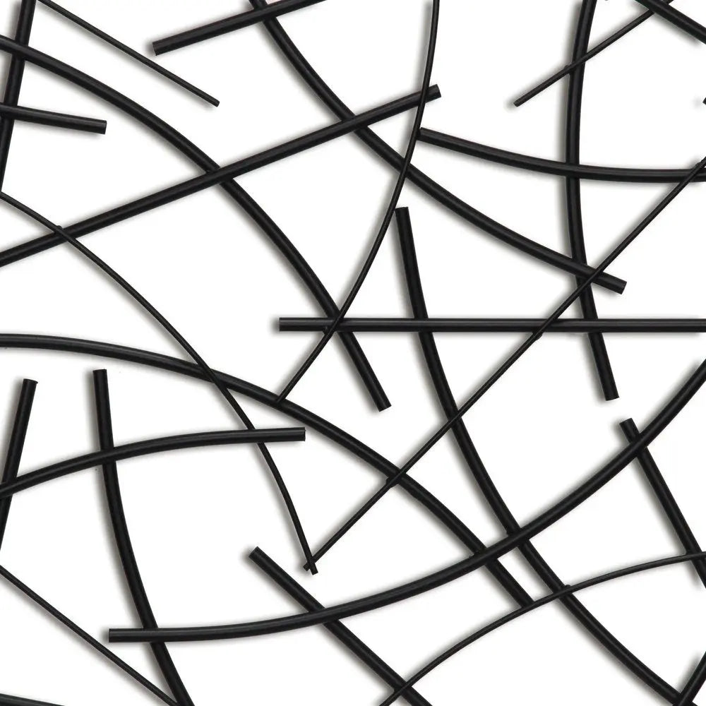 24" X 44" Black Abstract Lines Metal Hanging Dimensional Sculpture HomeRoots