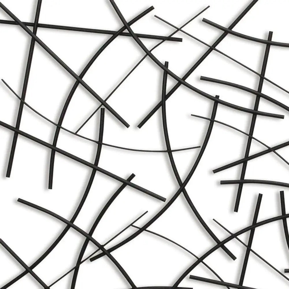 24" X 44" Black Abstract Lines Metal Hanging Dimensional Sculpture HomeRoots