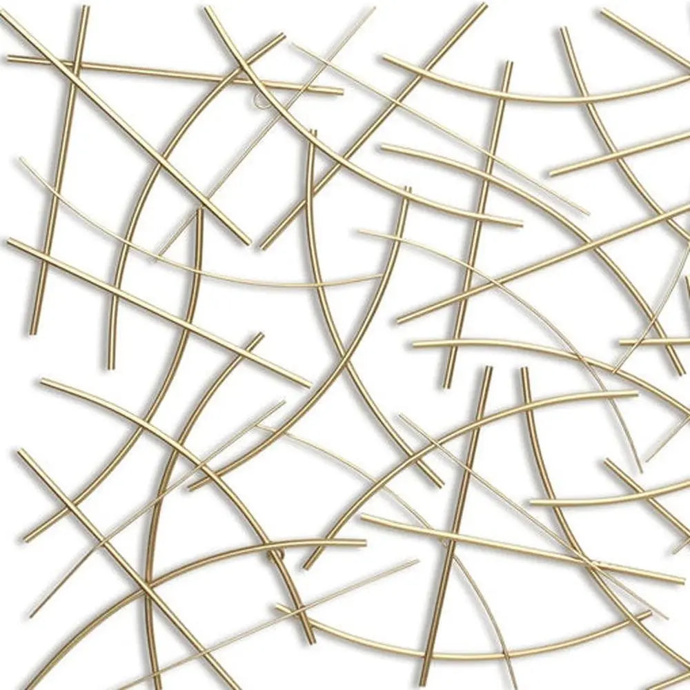24" X 44" Gold Abstract Lines Metal Hanging Dimensional Sculpture HomeRoots