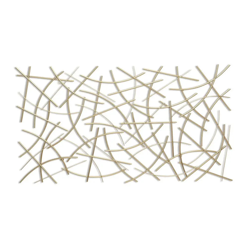 24" X 44" Gold Abstract Lines Metal Hanging Dimensional Sculpture HomeRoots