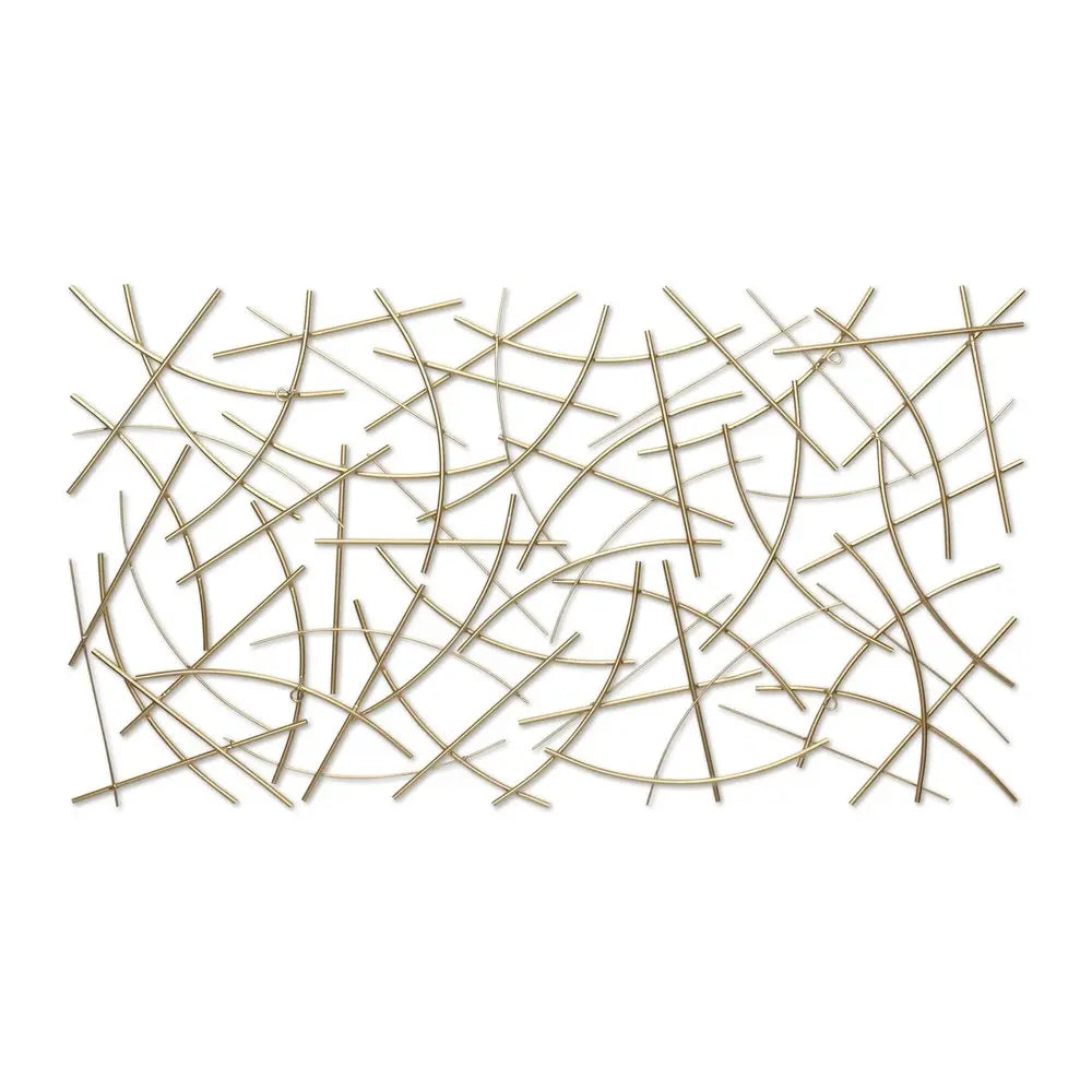 24" X 44" Gold Abstract Lines Metal Hanging Dimensional Sculpture HomeRoots