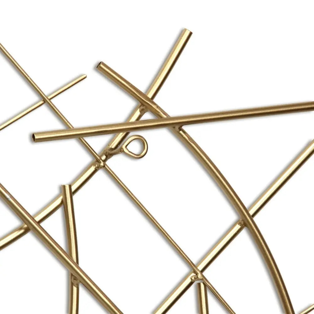 24" X 44" Gold Abstract Lines Metal Hanging Dimensional Sculpture HomeRoots