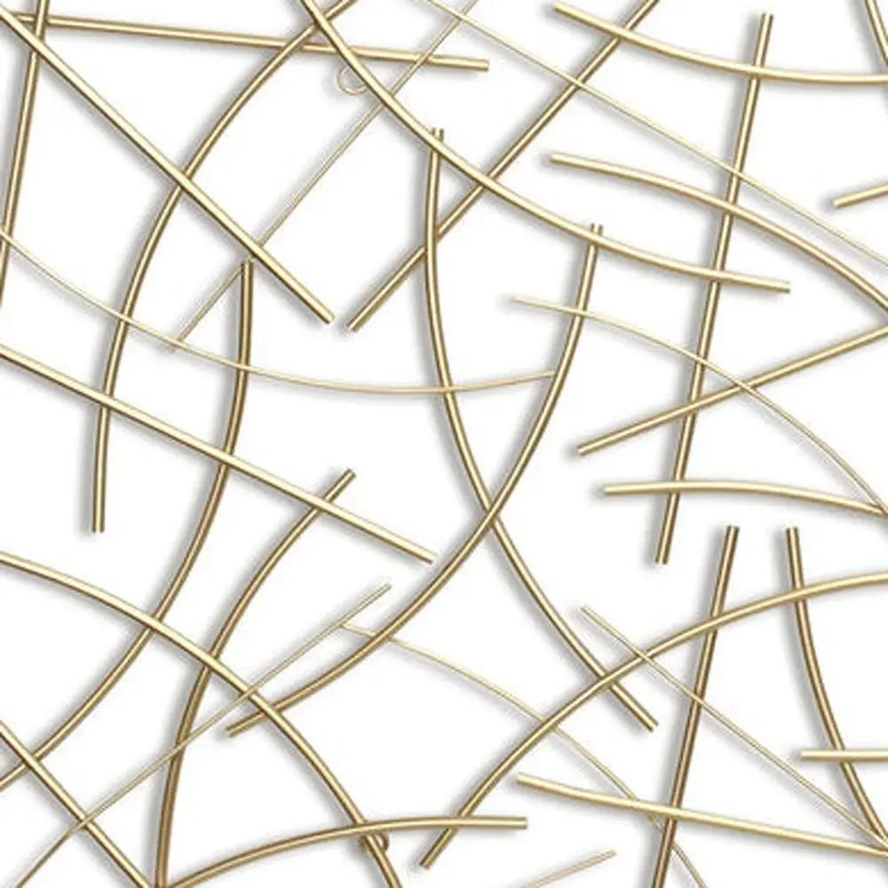 24" X 44" Gold Abstract Lines Metal Hanging Dimensional Sculpture HomeRoots