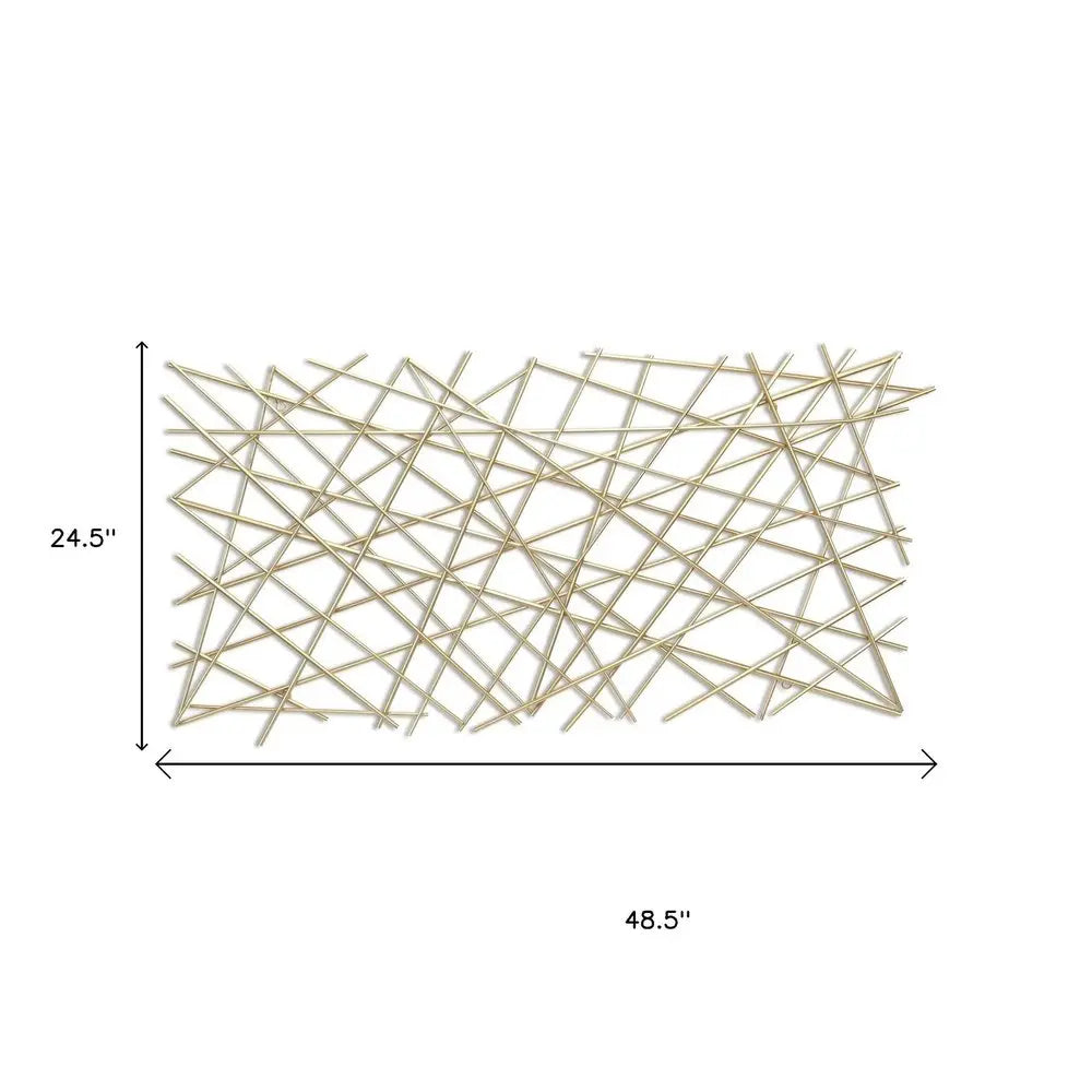 25" X 49" Gold Abstract Lines Metal Hanging Dimensional Sculpture HomeRoots