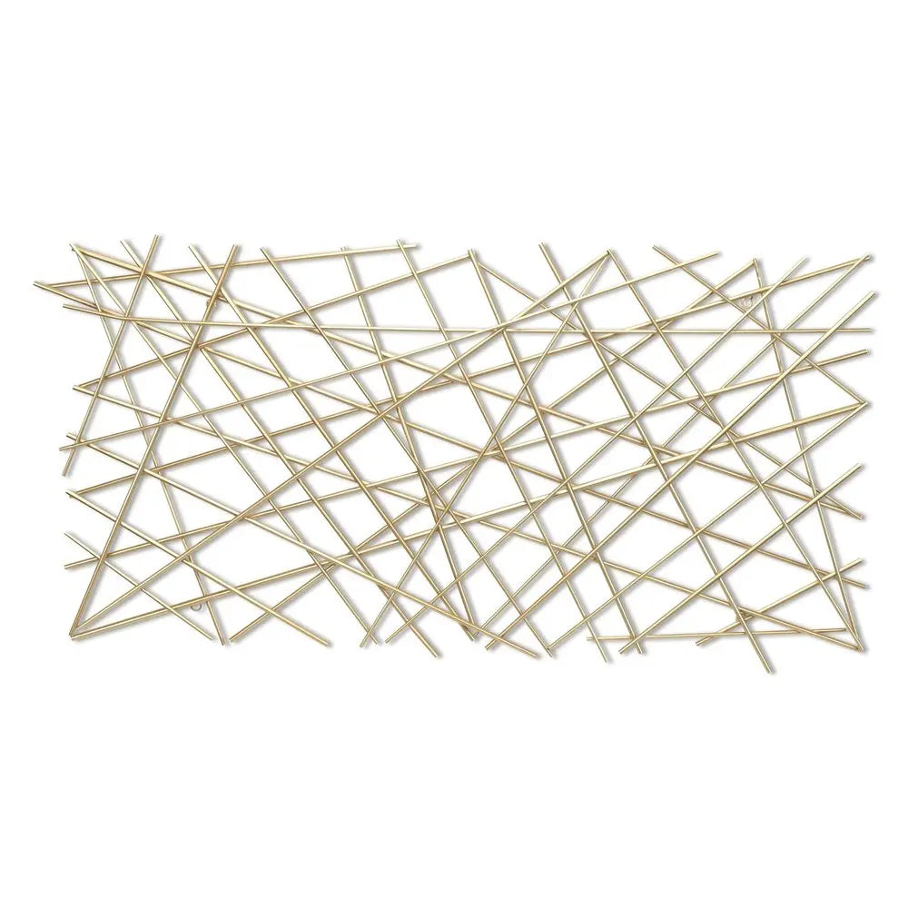 25" X 49" Gold Abstract Lines Metal Hanging Dimensional Sculpture HomeRoots