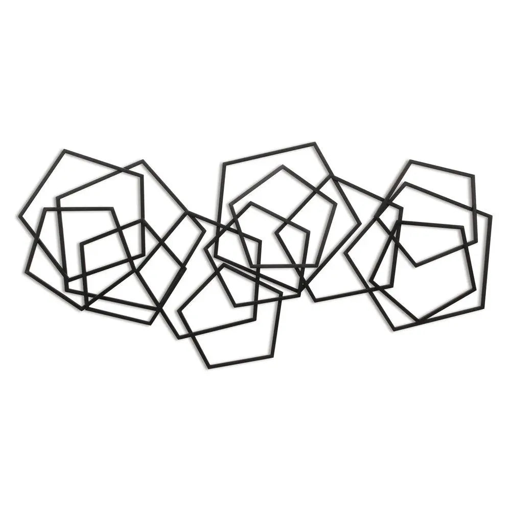 24" X 48" Black Geometric Metal Abstract Hanging Dimensional Sculpture HomeRoots