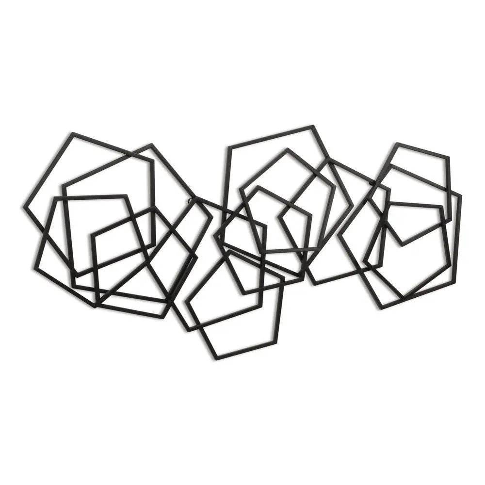 24" X 48" Black Geometric Metal Abstract Hanging Dimensional Sculpture HomeRoots