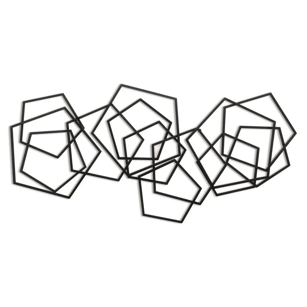 24" X 48" Black Geometric Metal Abstract Hanging Dimensional Sculpture HomeRoots