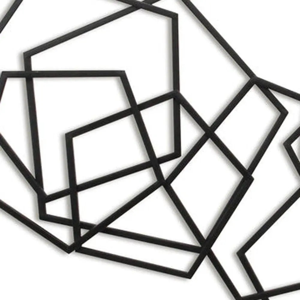 24" X 48" Black Geometric Metal Abstract Hanging Dimensional Sculpture HomeRoots