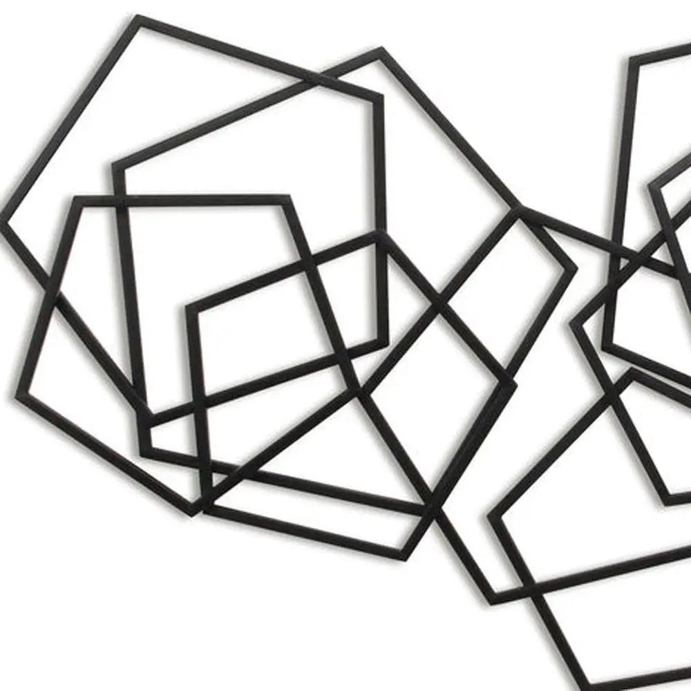 24" X 48" Black Geometric Metal Abstract Hanging Dimensional Sculpture HomeRoots