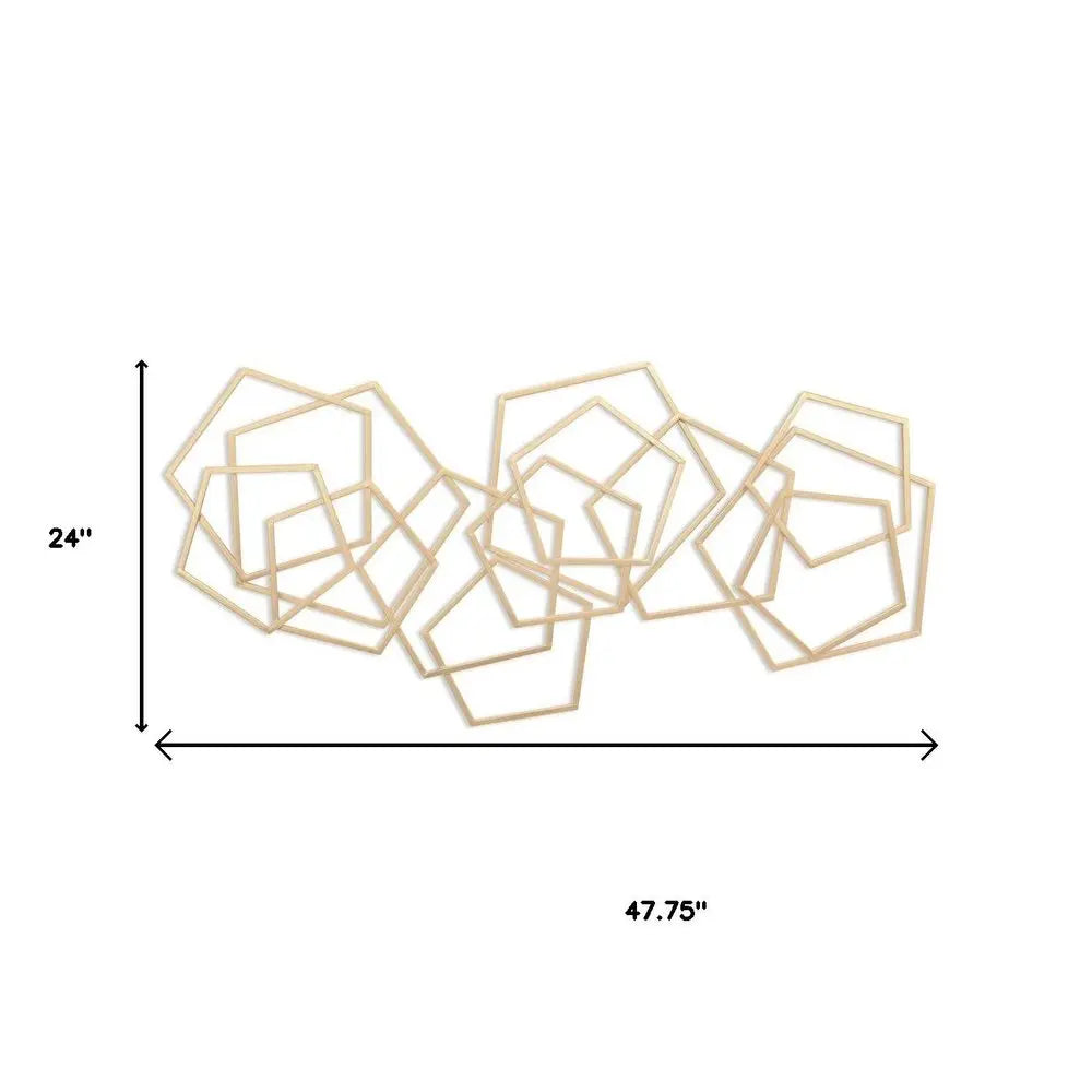 24" X 48" Gold Metal Abstract Lines Hanging Dimensional Sculpture HomeRoots